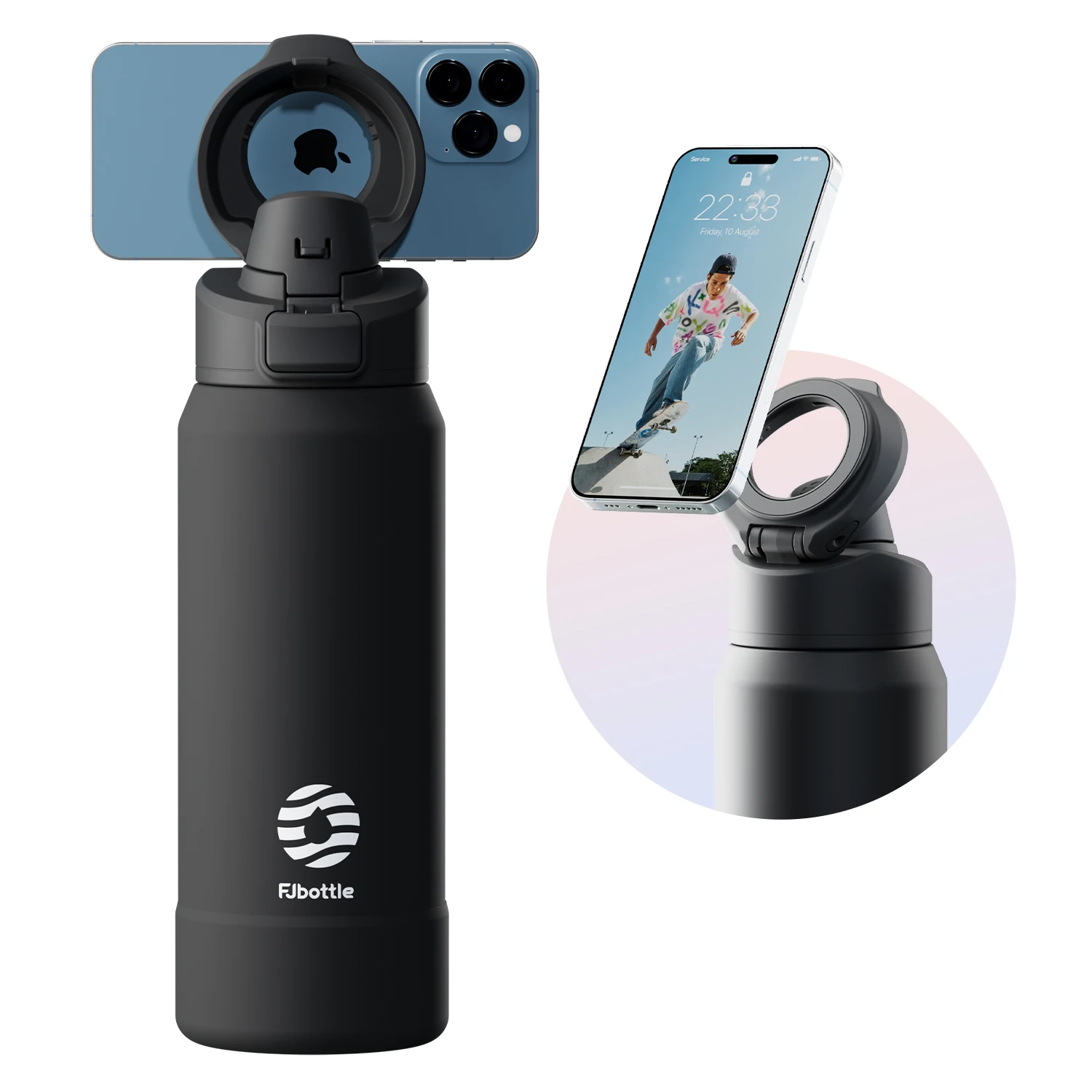 Botella Deportiva Magnética 2 en 1 – Hidratación + Soporte para tu Celular