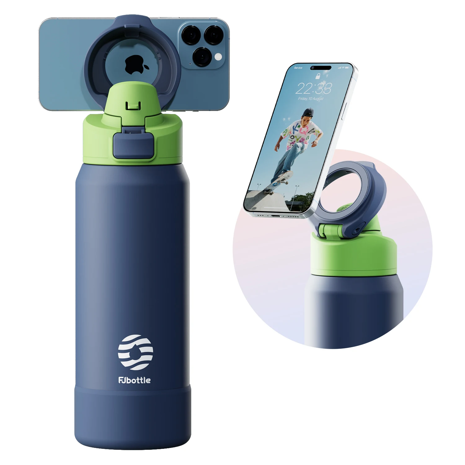 Botella Deportiva Magnética 2 en 1 – Hidratación + Soporte para tu Celular