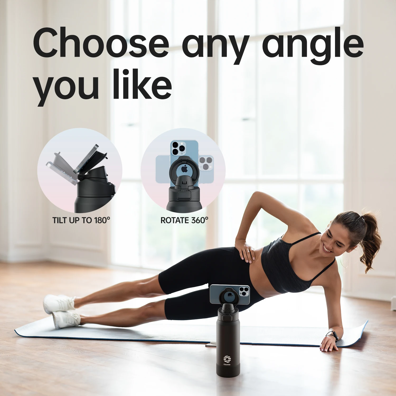 Botella Deportiva Magnética 2 en 1 – Hidratación + Soporte para tu Celular