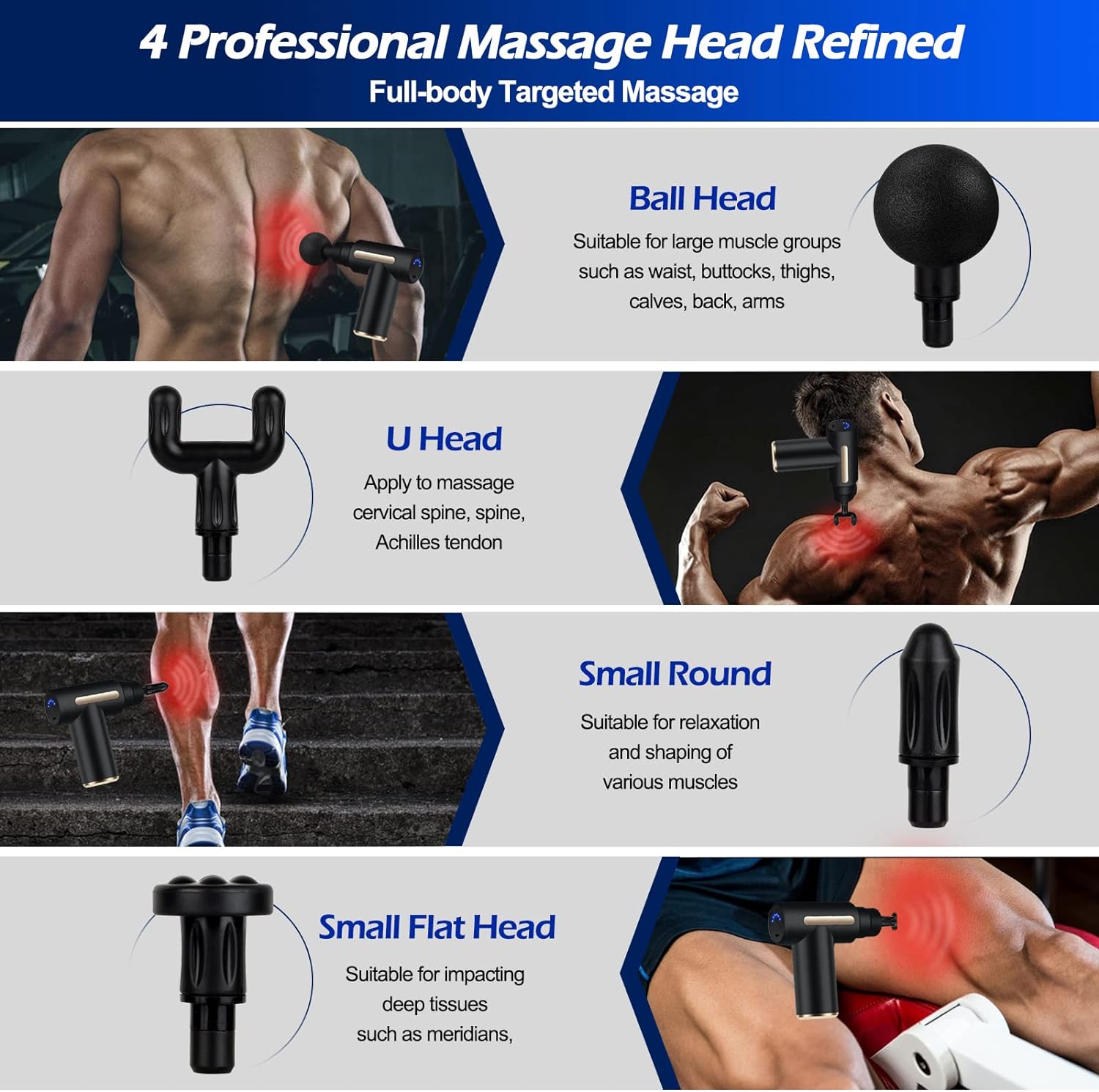 Mini pistola de masaje de percusión profunda, portátil y recargable para aliviar fatiga, tensión y dolor muscular.