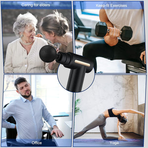 Mini pistola de masaje de percusión profunda, portátil y recargable para aliviar fatiga, tensión y dolor muscular.