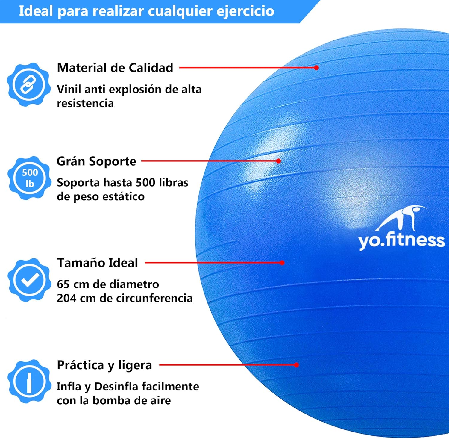 Pelota de Ejercicio | Yoga Fitball Acondicionamiento Estiramiento.