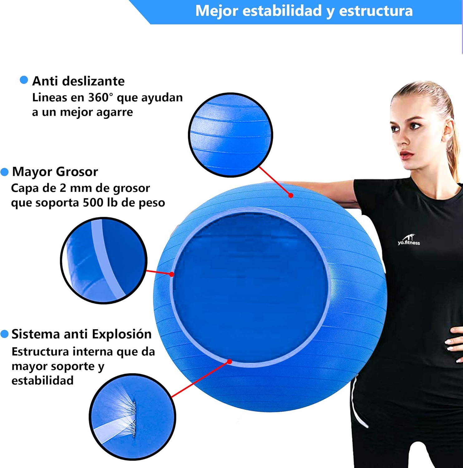 Pelota de Ejercicio | Yoga Fitball Acondicionamiento Estiramiento.