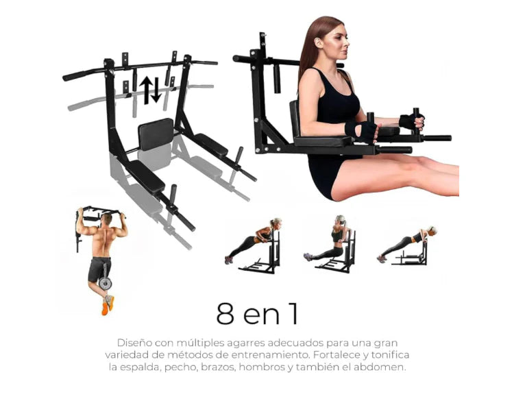 Home Gym Raganet-Barra de Dominadas 8 en 1